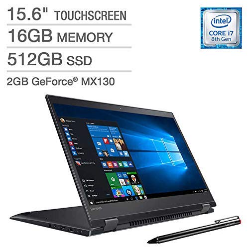 2018 Lenovo Flex 5 2-in-1 Laptop: Core i7-8550U, 4K UHD 15.6in Touch Display, 16GB RAM, 512GB SSD, NVidia GeForce MX130, Active Stylus (Renewed)