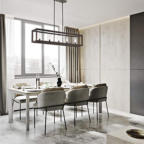 Emliviar 5-Light Kitchen Island Lighting, Modern Domestic Linear Pendant Light Fixture, Oil Rubbed Bronze Finish with Clear Glass Shade, 2074LP ORB