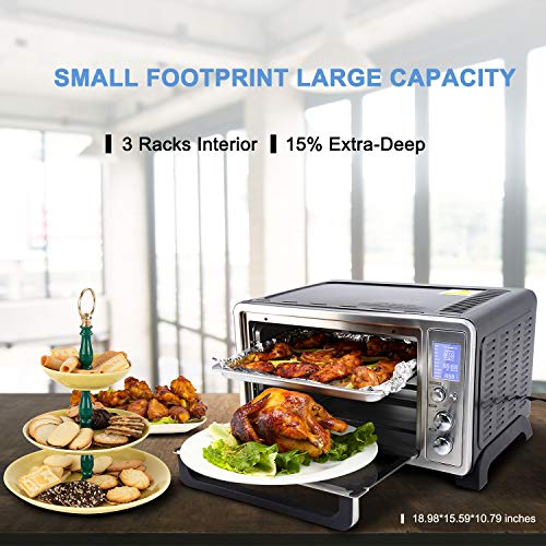 Vestaware Toaster Oven, 27QT Hot Convection&Rotisserie Oven w/ 10 Presets & 6Accessories, Stainless Steel