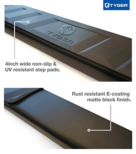 Tyger Auto Riser Compatible Chevy Silverado Sierra 1500 & 2020 2500/3500HD Crew Cab 4in Running Boards Side Step Rails Nerf Bars