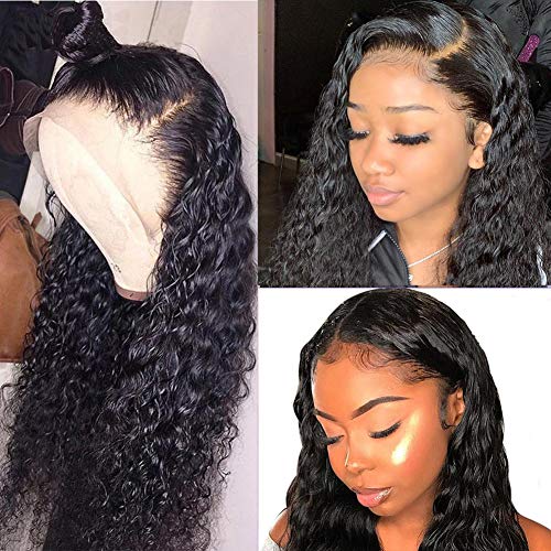 Lace Front Human Hair Water Wave Wigs 13x4 Lace Frontal Deep Curly Wigs 10A Glueless Brazilian Virgin Human Hair Wigs Pre Plucked With Baby Hair For Black Women 150% Density