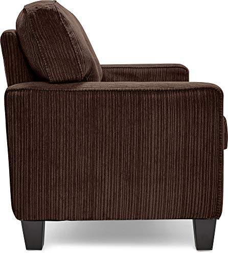 Serta Palisades Upholstered Sofas for Living Room Modern Design Couch, Straight Arms, Soft Fabric Upholstery, Tool-Free Assembly, 61" Loveseat, Brown