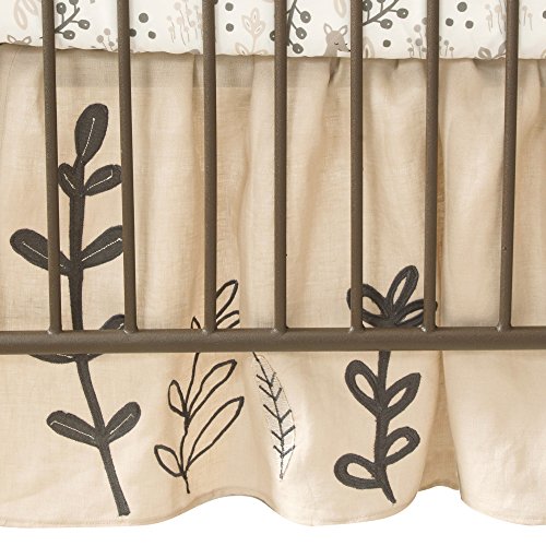 Lambs & Ivy Meadow 3 Piece Crib Bedding Set, Cream/Brown/White