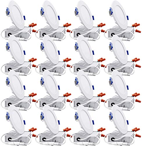 TORCHSTAR Essential Series 16-Pack 10W 4 Inch Recessed Lighting, Dimmable Ultra-Thin Ceiling Light, ETL and Energy Star Listed Can-Killer, 3000K Warm White, 80W Eqv, 5 Years Warranty