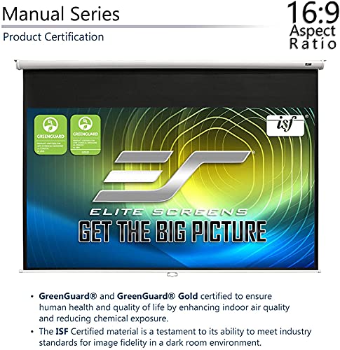 Elite Screens Manual Series, 135-INCH 16:9, Pull Down Manual Projector Screen with AUTO LOCK, Movie Home Theater 8K / 4K Ultra HD 3D Ready, 2-YEAR WARRANTY, M135XWH2