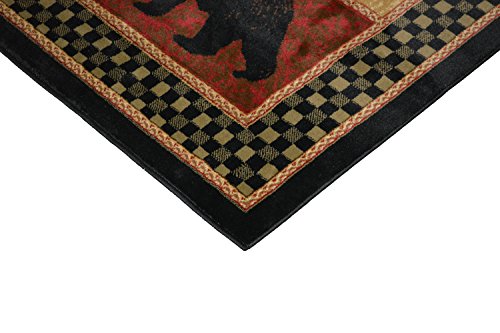 Rustic Lodge Black Bear 8' Round Area Rug, 7'10x7'10