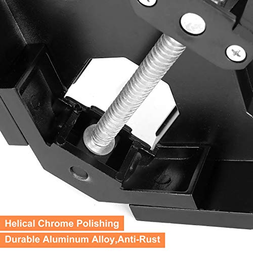 2 Pack Corner Clamp 90 Degree Right Angle Clamps Aluminum Alloy Quick Release Right Corner Clamp Adjustable Swing Jaw Clamping Tool & Frame Bench Vise Tool for Woodworking, Framing, Welding, Drilling
