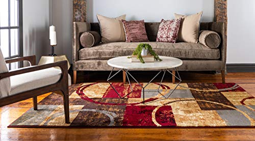 Unique Loom Barista Collection Abstract Modern Rustic Warm Beige Area Rug (9' 0 x 12' 0)