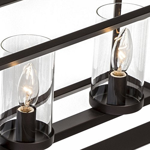 Emliviar 5-Light Kitchen Island Lighting, Modern Domestic Linear Pendant Light Fixture, Oil Rubbed Bronze Finish with Clear Glass Shade, 2074LP ORB