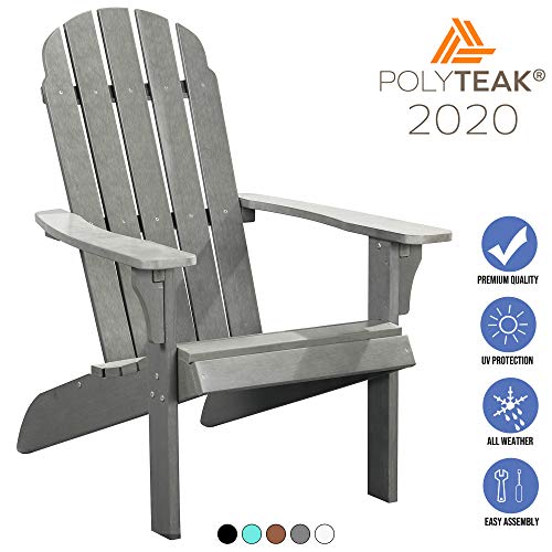 PolyTEAK Traditional Element Faux Wood Poly Adirondack Chair Adult-Size Weather Resistant Made From Special Formulated Poly Lumber Plastic
