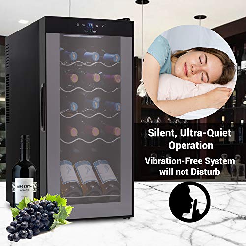 15 Bottle Wine Cooler Refrigerator White and Red Wine Fridge Chiller Countertop Wine Cooler 15 Bottle Capacity Digital Control Glass Door