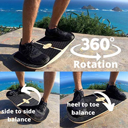 Blue Planet Balance Surfer 7-in-1 Bamboo Wooden Board Trainer Great For Standing Desks, Surfing, SUP, Yoga, Physical Therapy, Exercise (Clear Skate)
