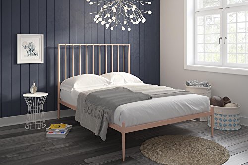 Novogratz Nicole Metal Bed with Storage, Pink, Full