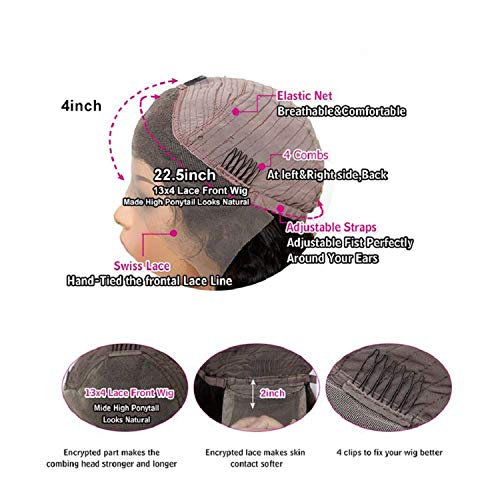 150% Density Brazilian Body Wave Lace Front Wigs Human Hair Glueless Lace Front Human Hair Wigs For Women Black Pre Plucked Unprocessed 10A Virgin Brazilian Hair Wig(20’’ Natural Color)