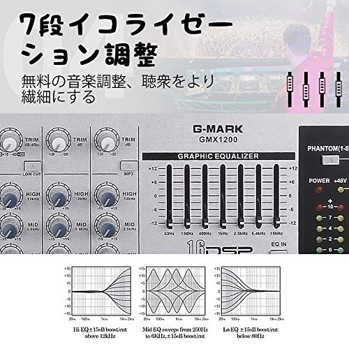 G-MARK GMX1200 Professional audio mixer micriophone console dj Music Studio 12 channels 8 mono 4 stereo 7 brand EQ 16 effect USB play