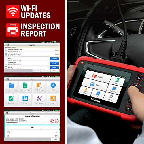 LAUNCH Code Reader CRP123X OBD2 Scanner Scan Tool for ABS SRS Transmission Engine Code Reader Car Diagnostic Tool with Battery Test, Android 7.0 Based, 5.0â Touchscreen, AutoVIN, Wi-Fi Free Updates