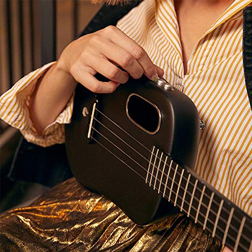 LAVA U Carbon Fiber Ukulele with Effects Concert Travel Ukulele with Case Pick and Charging Cable (FreeBoost, Sparkle Black, 23-inch)