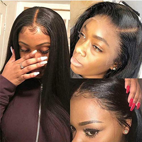 Lemoda Brazilian Straight Hair 360 Lace Frontal Wig 150% Density Virgin Human Hair With Baby Hair Nature Color for Black Women 22 Inch