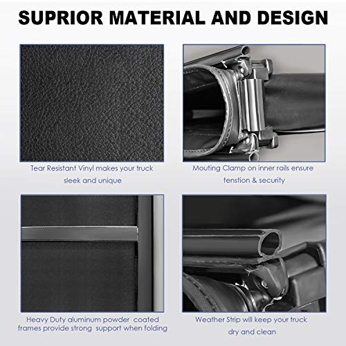 MOSTPLUS Quad 4-Fold 6.5 FT Soft Fold Truck Bed Tonneau Cover For 2009-2014 Ford F150 F-150 Styleside Fourth Fold (Excl Raptor Series) Without Utility Track System