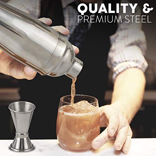 20 Piece Cocktail Shaker Bartender Kit: hIGH Quality Stainless Steel Bar Tools/Accessories With Bamboo Stand. Velvet Bag Included.