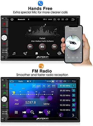 PUMPKIN 9.0 Double Din Car Stereo 4GB RAM GPS Wi-Fi BT Tethering Fastboot Backup Camera Android Auto USB SD 7in Touch Screen