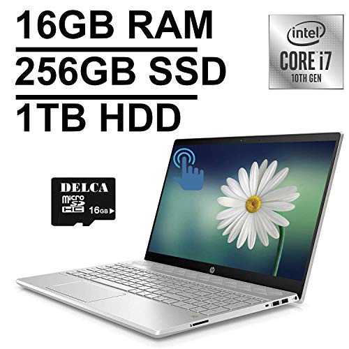 HP Pavilion 15 Premium Laptop Computer FHD IPS Touchscreen Display New 10th Gen 1TB HDD Webcam B&O Win 10 Delca 16GB Micro SD Card