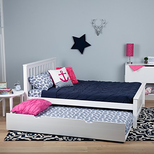 Max & Lily Solid Wood Full-Size Bed with Trundle Bed, White
