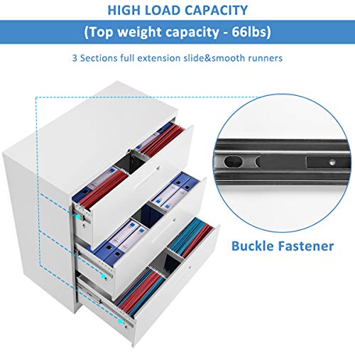 Lateral File Cabinet, Home Office Steel Lockable Filing Cabinet