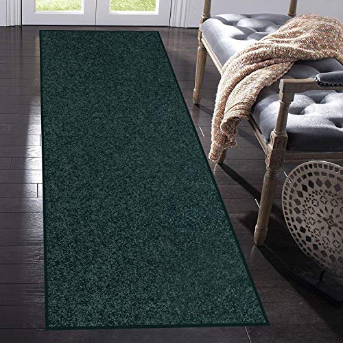 Home Queen Solid Color Custom Size Runner Forest Green, 2' x 42' Area Rug