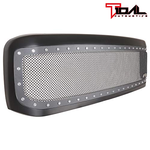 Tidal Replacement Studs Rivet Grille Stainless Steel with Matte Black Shell Fits 99-04 Ford Super Duty F250 F350 F450 F550