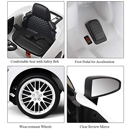 HONEY JOY Ride On Car 12V Licensed Audi R8 Electric Vehicle Manual & Parental Remote Control 3 Speeds Double Lockable Doors LED Lights