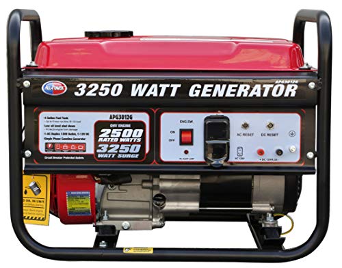 All Power America APG3012G 3250 Watt Portable Generator Gas Powered, Hurricane Damage Restoration, Black/Red
