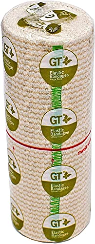 GT USA Organic Cotton Elastic Bandage Wrap (6" Wide, 50 Pack) | Hook & Loop Fasteners at Both Ends | Latex Free | Hypoallergenic Compression Roll for Sprains & Injuries