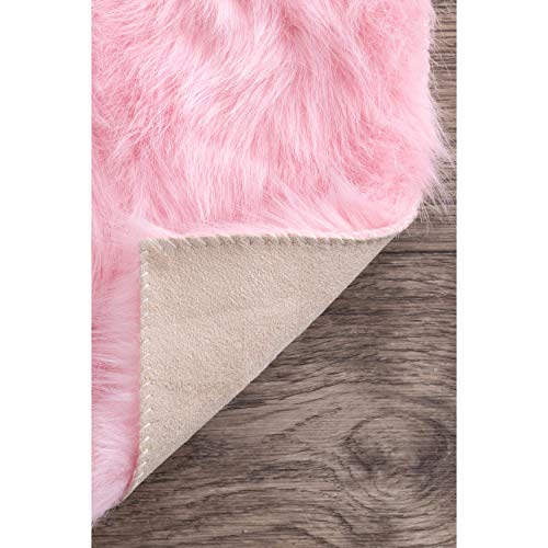 nuLOOM Cloud Faux Sheepskin Soft & Plush Shag Rug, 7' 6" x 9' 6", Pink