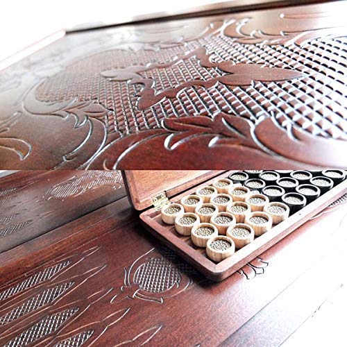 20" Luxury Wooden Backgammon *SHIP CARVED* + Leather Backgammon Set Tournament Board