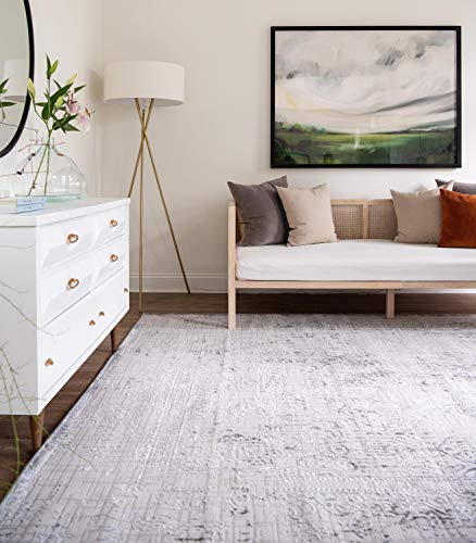 Unique Loom Aberdeen Collection Tone-on-Tone Traditional Textured Vintage Gray Area Rug (8' 0 x 10' 0)