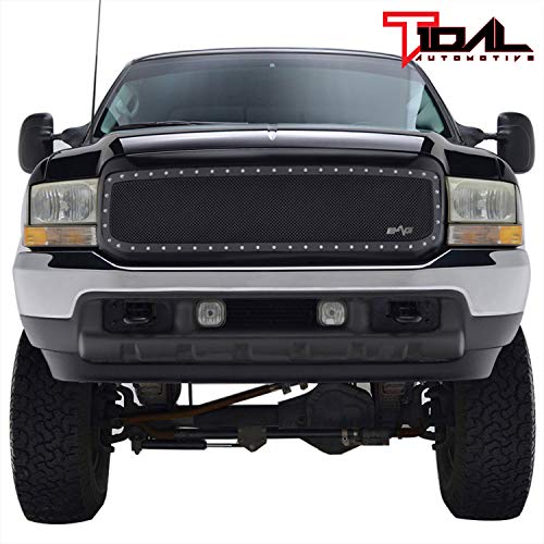 Tidal Replacement Studs Rivet Grille Stainless Steel with Matte Black Shell Fits 99-04 Ford Super Duty F250 F350 F450 F550