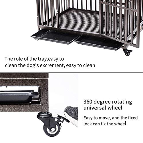 Gelinzon Heavy Duty Dog Cage Crate Kennel Playpen Large Strong Metal for Large Dogs and Pets, Easy to Assemble
