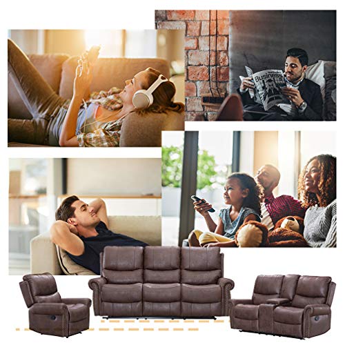 Recliner Sofa For Living Room Set Couch Palomino Fabric Loveseat 3 Seater Home Theater Manual Motion Home Furniture