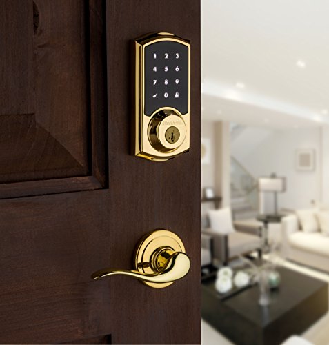 Kwikset 99150-001 SmartCode 915 Touchscreen Electronic UL Deadbolt with Smart Key, Polished Brass
