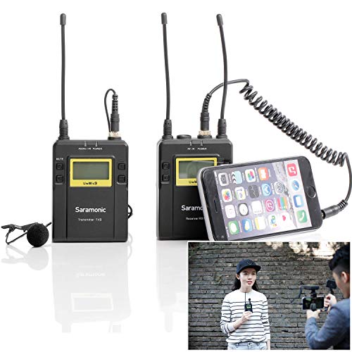 UHF Dual Wireless Microphone Smartphone Saramonic 96Channel Lavalier Mic System 2Transmitters