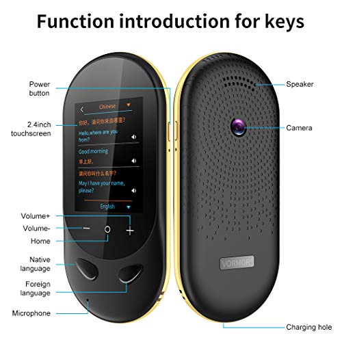 Language Translator Device Offline Translator Device Two Way Instant Voice Translator Support 106 Languageswith Camera Translation for Travelling Abroad Learning Shopping Business Chat Shopping Black