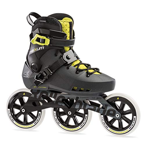 Rollerblade Maxxum Edge 125 3WD Unisex Adult Fitness Inline Skate, Metallic Grey and Lime, Premium Inline Skates, US Size 11.5
