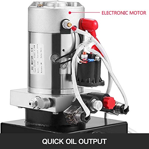 Mophorn 12V Hydraulic Pump Unit 4 Quart (Steel,Double Acting)