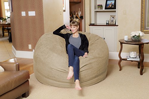 Chill Sack Bean Bag Chair: Giant 6' Memory Foam Furniture Bean Bag - Big Sofa with Soft Micro Fiber Cover, Pink Furry