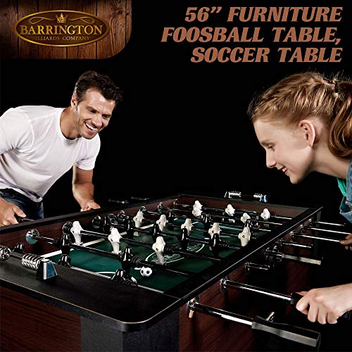 Barrington 56 Inch Premium Furniture Foosball Table, Soccer Table, Sturdy Leg Construction, Includes 2 Balls, Black/Brown