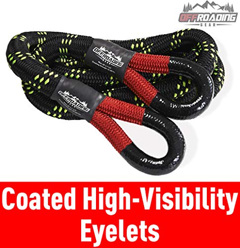 Offroading Gear 20'x 1-1/4" Kinetic Recovery & Tow Rope, Black (52,300 lbs), Better Than Snatch Straps