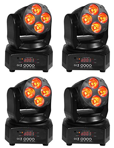 4 Rockville RockOn-7 40w RGBW Moving Head DMX Spot Beam Stage Club Lights+Remote