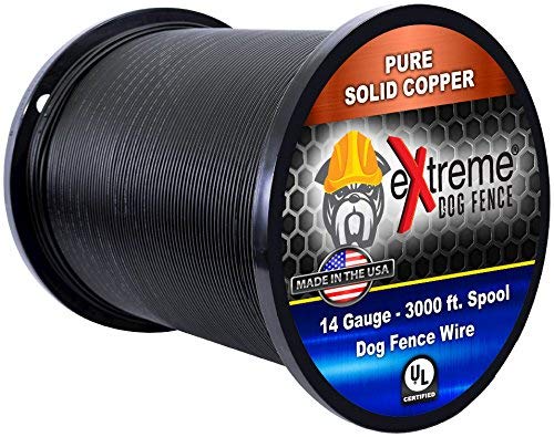 Professional Electric Dog Fence Wire - Solid Core Heavy Duty Direct Ground Burial Rated Perimeter Wire - Stands Up to The Elements on Any Wired Underground Dog Fence - 3000 Feet Max Grade 14 Gauge