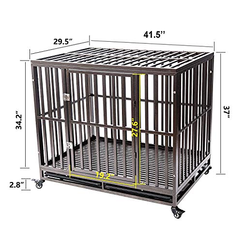 Gelinzon Heavy Duty Dog Cage Crate Kennel Playpen Large Strong Metal for Large Dogs and Pets, Easy to Assemble